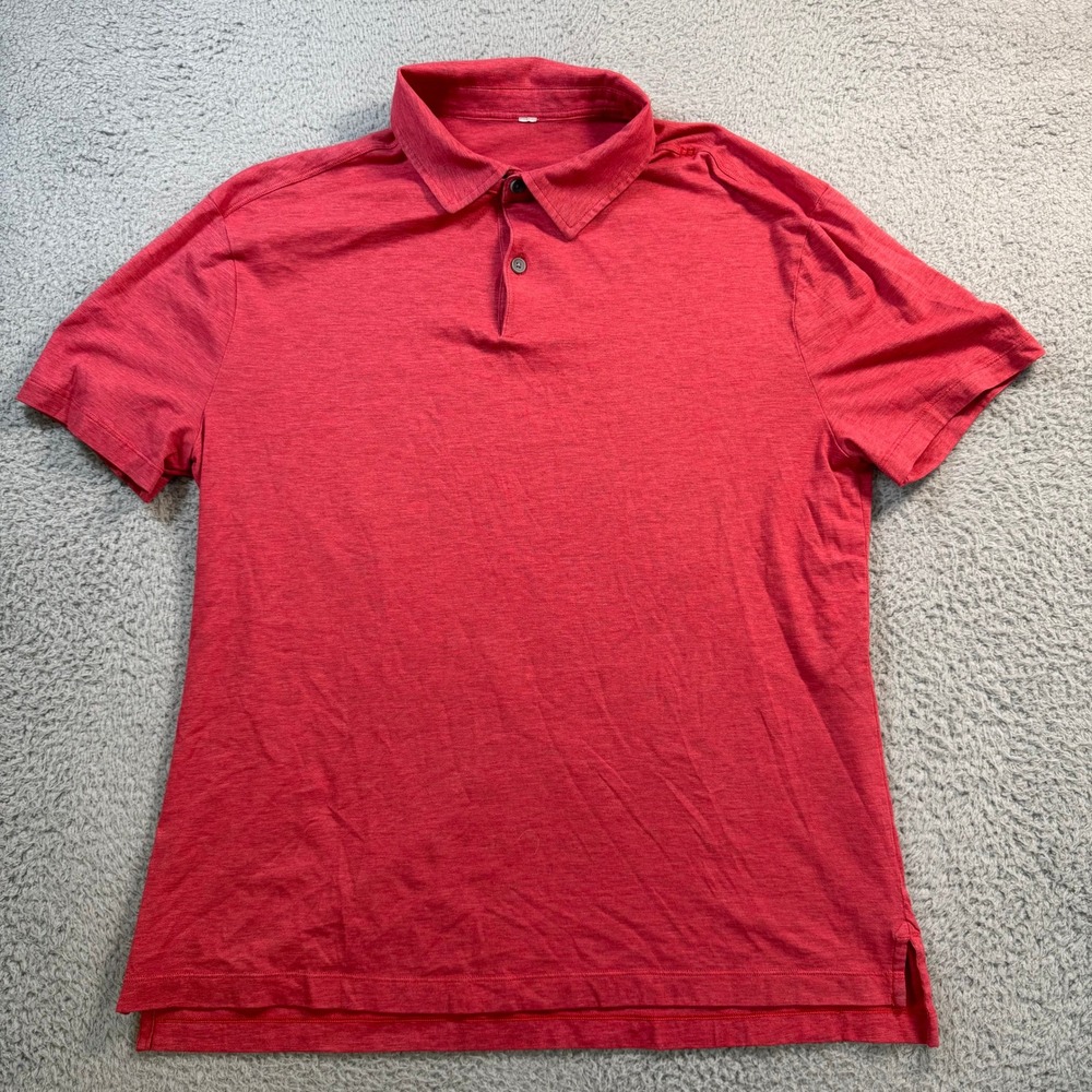 Lululemon Mens Short Sleeve Performance Polo Shirt Red Heather Size M